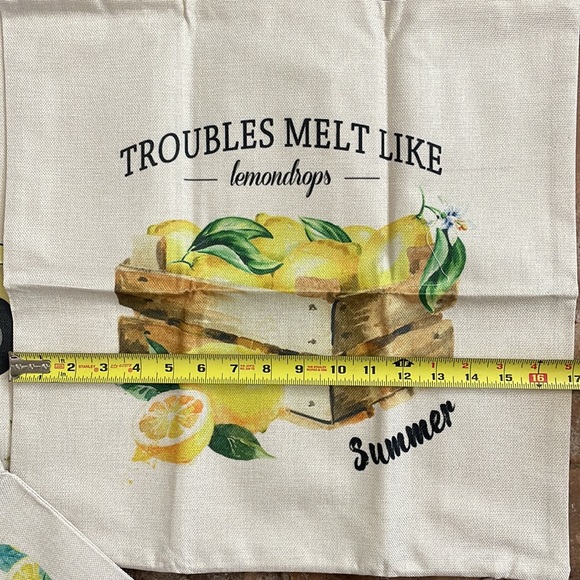 Summer Outdoor Home Decor Throw Yellow Lemon Zipper Pillow Covers Set of 6 - Picture 8 of 8